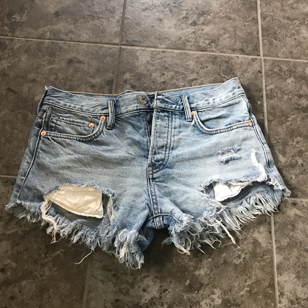 Free People Destroyed Denim Shorts 24